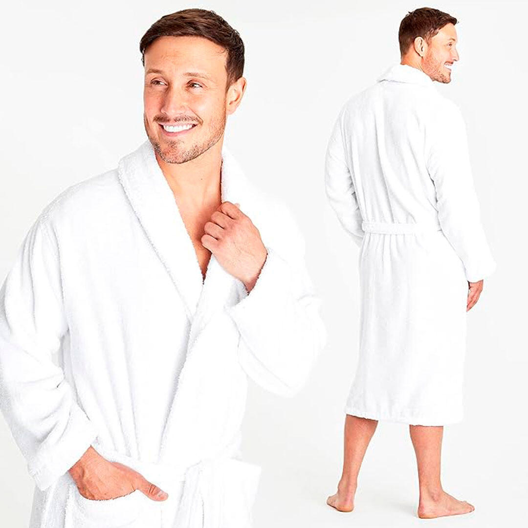 Albornoz de hombre para ducha , spa , piscina 100% algodón extra suave