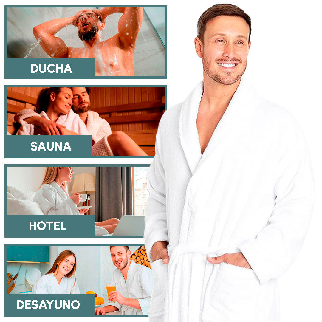 Albornoz de hombre para ducha , spa , piscina 100% algodón extra suave