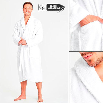 Albornoz de hombre para ducha , spa , piscina 100% algodón extra suave